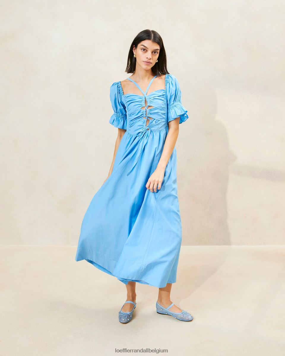 vêtements Loeffler Randall robe Yael à corsage froncé bleuet femmes 04V42L193