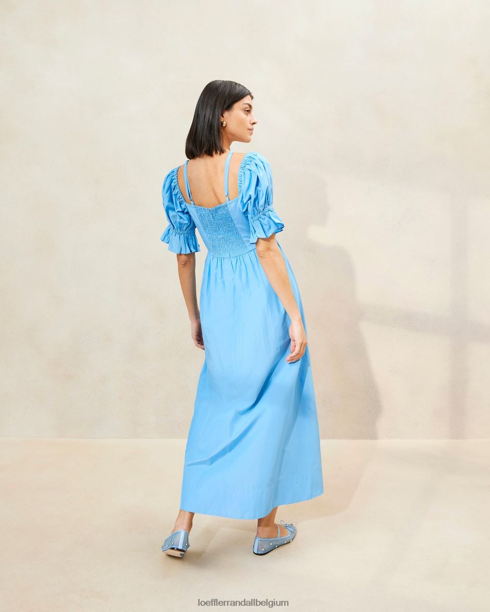 vêtements Loeffler Randall robe Yael à corsage froncé bleuet femmes 04V42L193