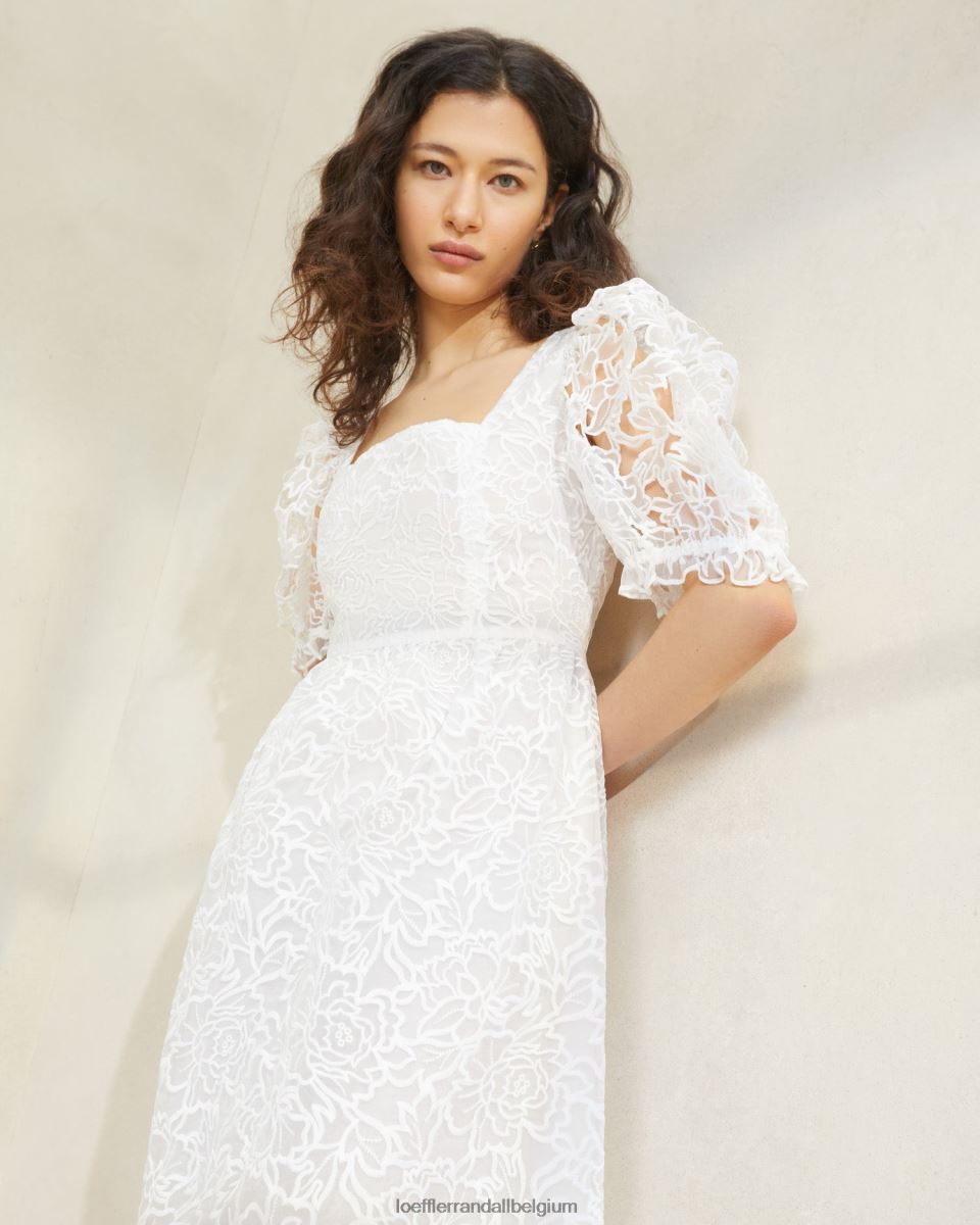 vêtements Loeffler Randall robe addison à manches bouffantes crème femmes 04V42L182
