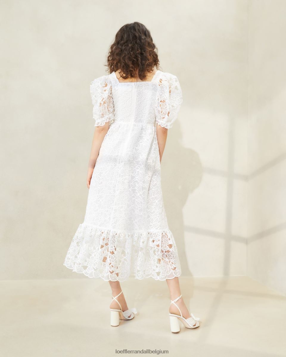vêtements Loeffler Randall robe addison à manches bouffantes crème femmes 04V42L182