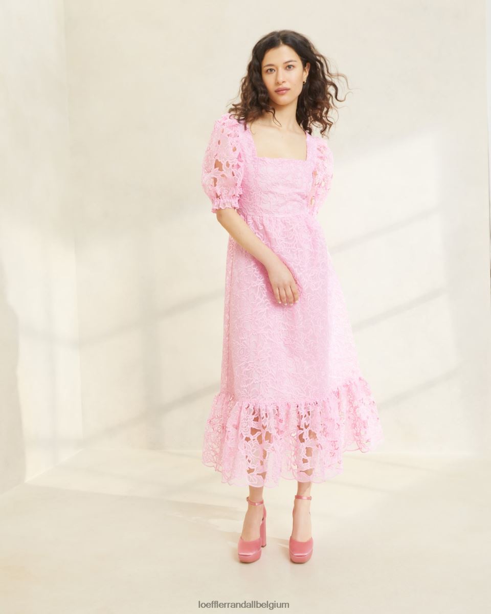 vêtements Loeffler Randall robe addison à manches bouffantes rose femmes 04V42L181