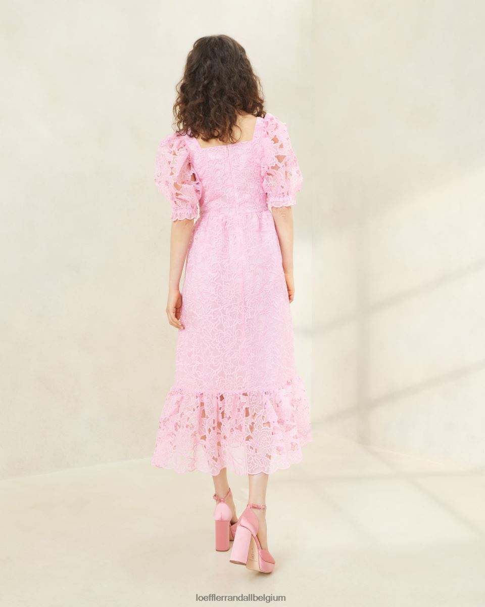 vêtements Loeffler Randall robe addison à manches bouffantes rose femmes 04V42L181