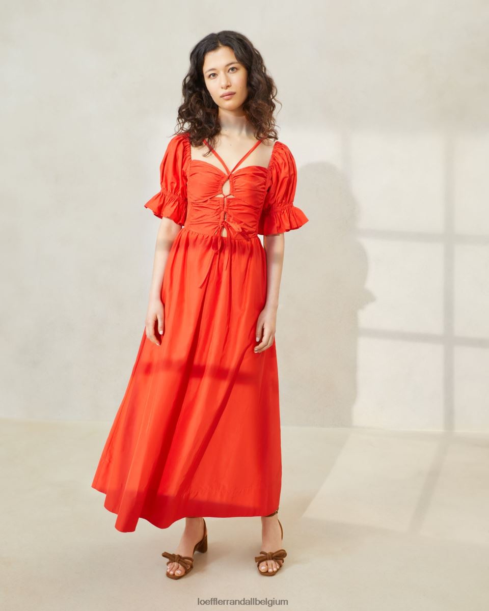 vêtements Loeffler Randall robe à corsage froncé Yael coquelicot femmes 04V42L177