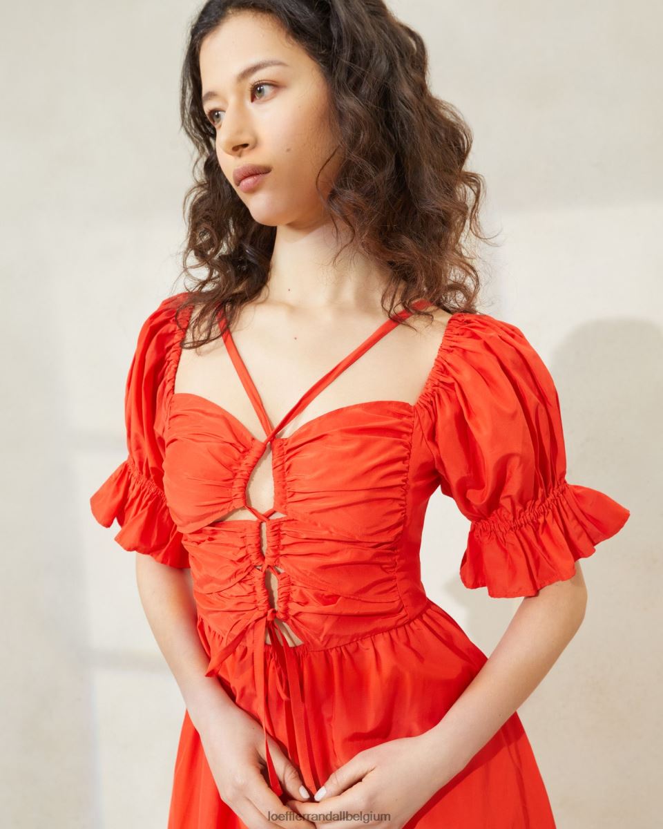 vêtements Loeffler Randall robe à corsage froncé Yael coquelicot femmes 04V42L177