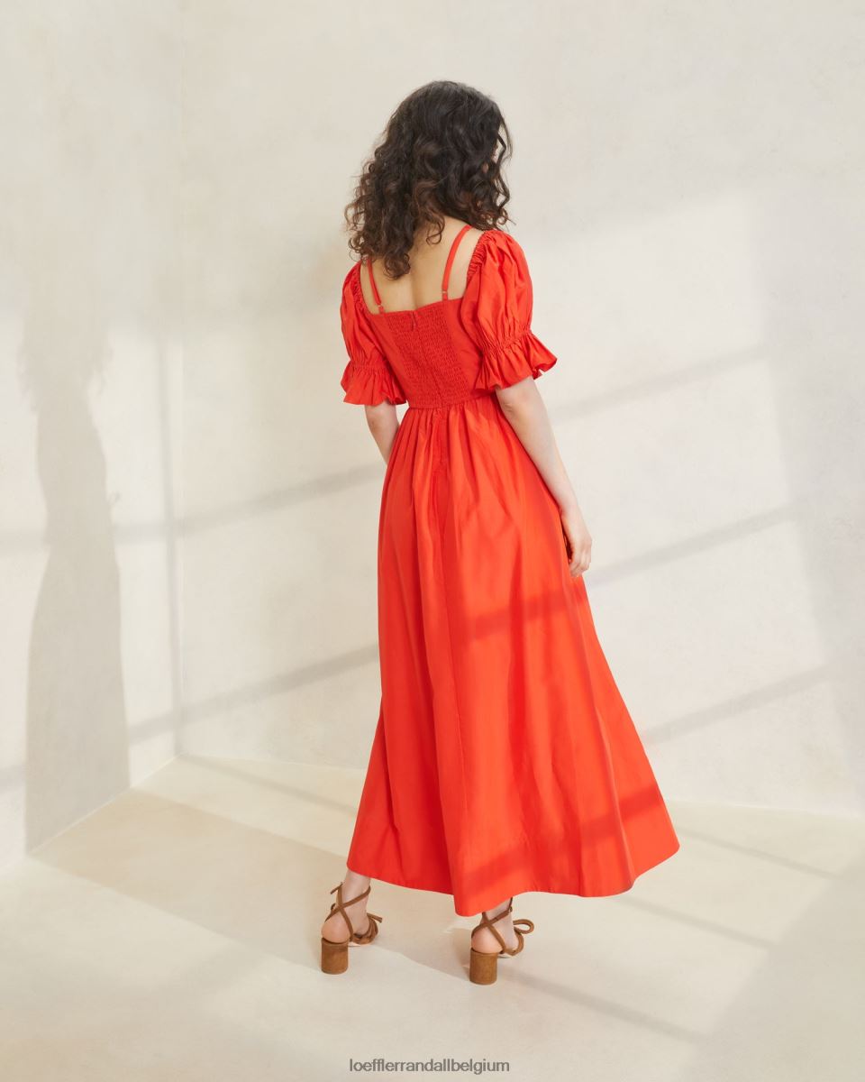 vêtements Loeffler Randall robe à corsage froncé Yael coquelicot femmes 04V42L177