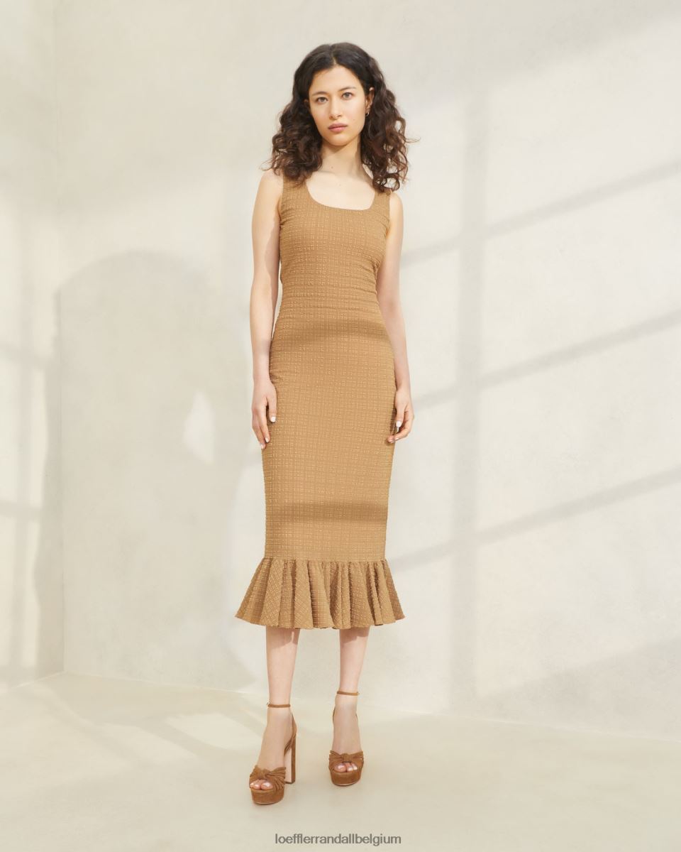 vêtements Loeffler Randall robe débardeur à ourlet volanté yessica brun femmes 04V42L195