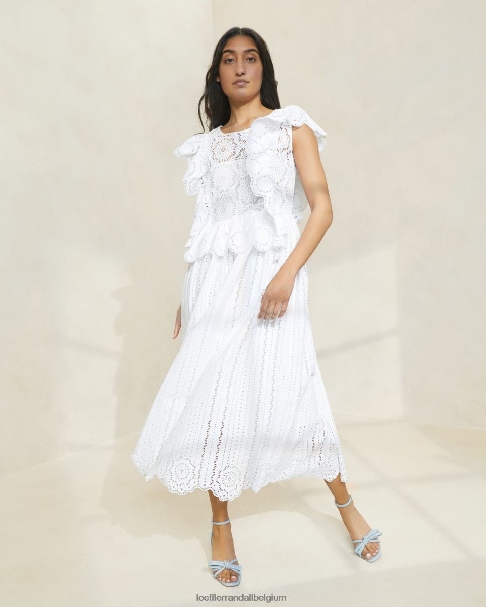 vêtements Loeffler Randall robe en dentelle à manches flottantes brynn Ivoire femmes 04V42L173