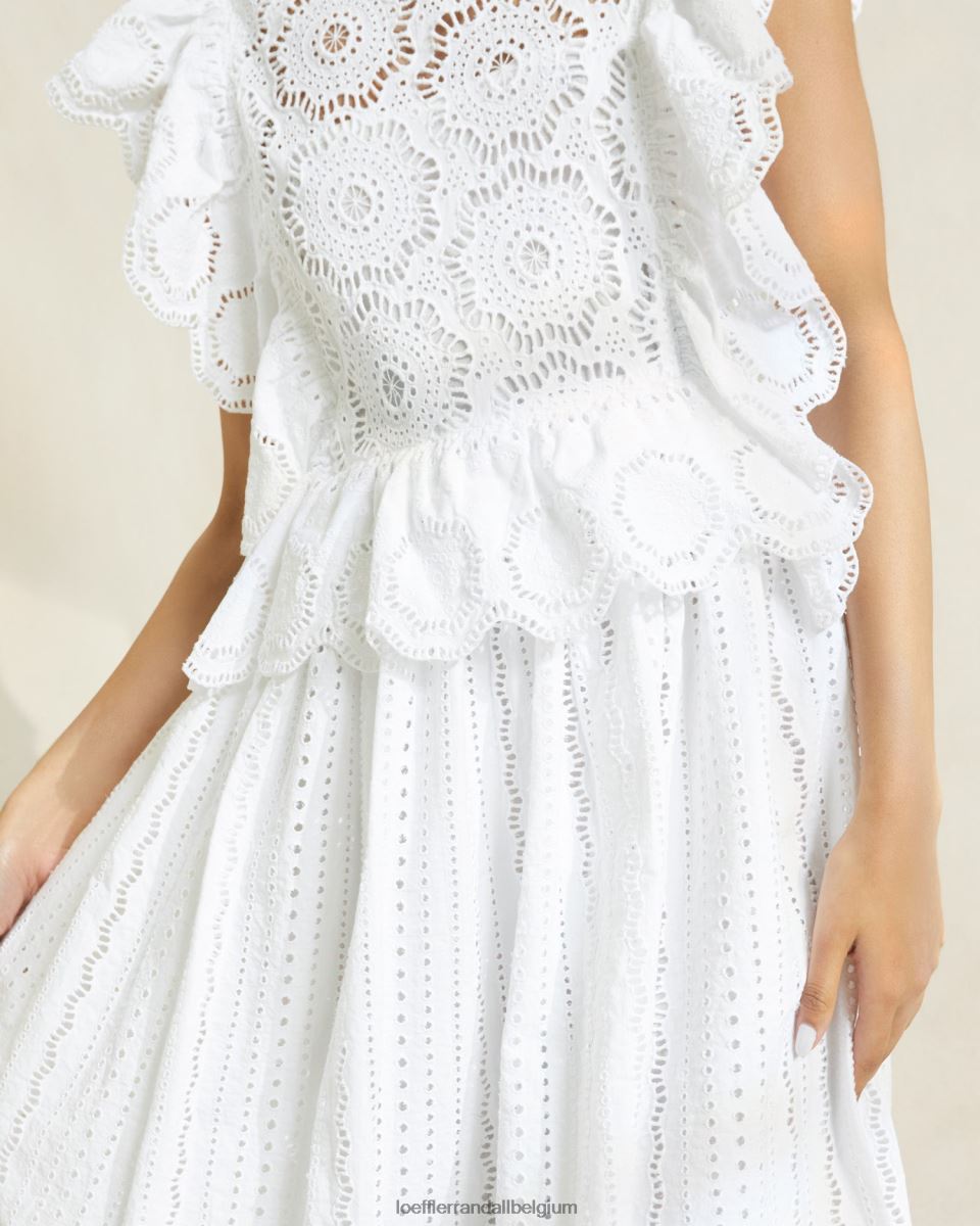 vêtements Loeffler Randall robe en dentelle à manches flottantes brynn Ivoire femmes 04V42L173