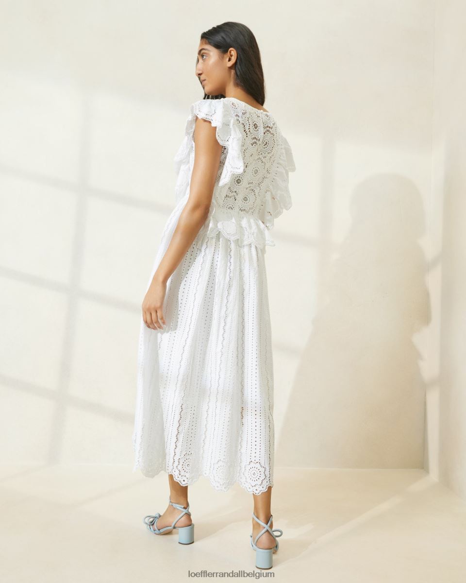 vêtements Loeffler Randall robe en dentelle à manches flottantes brynn Ivoire femmes 04V42L173