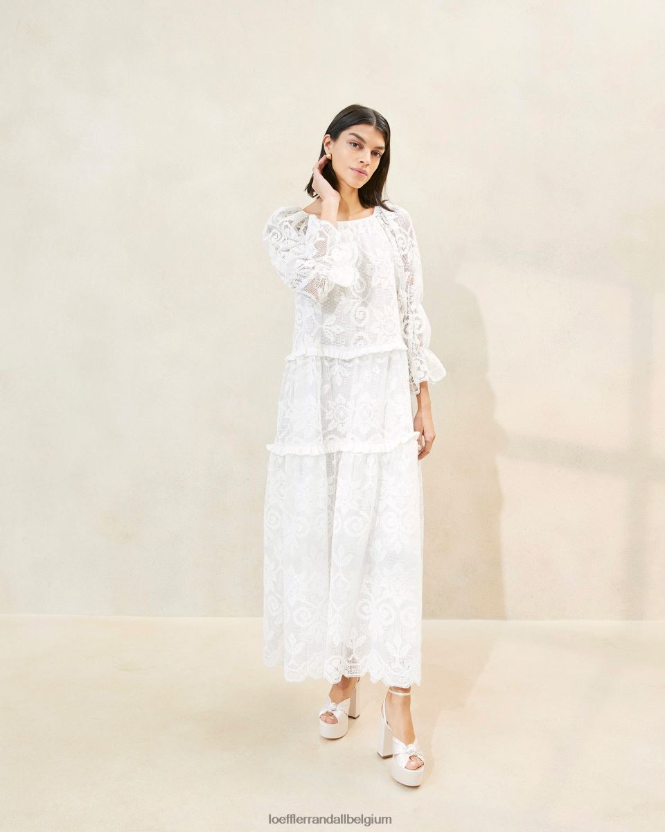vêtements Loeffler Randall robe en dentelle à volants antoinette blanc femmes 04V42L187