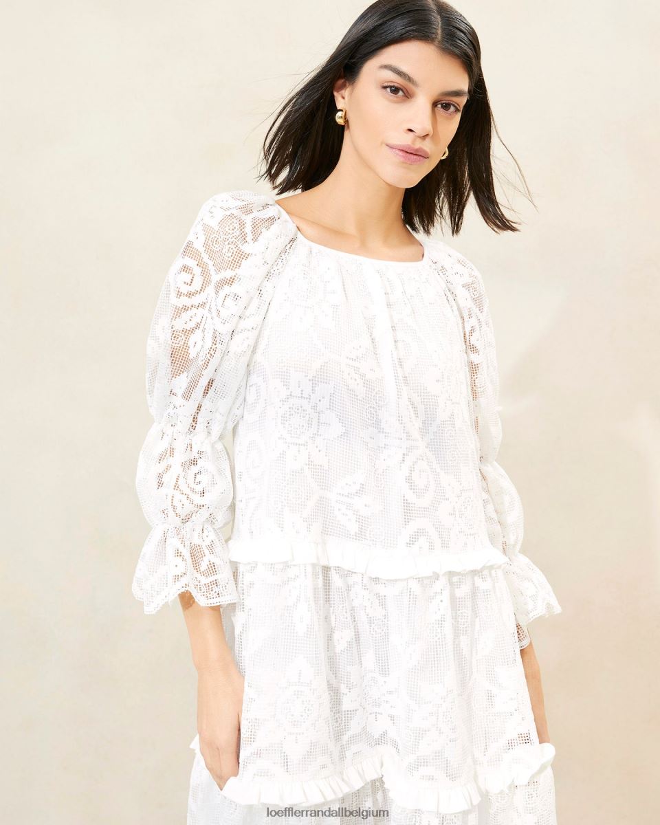 vêtements Loeffler Randall robe en dentelle à volants antoinette blanc femmes 04V42L187