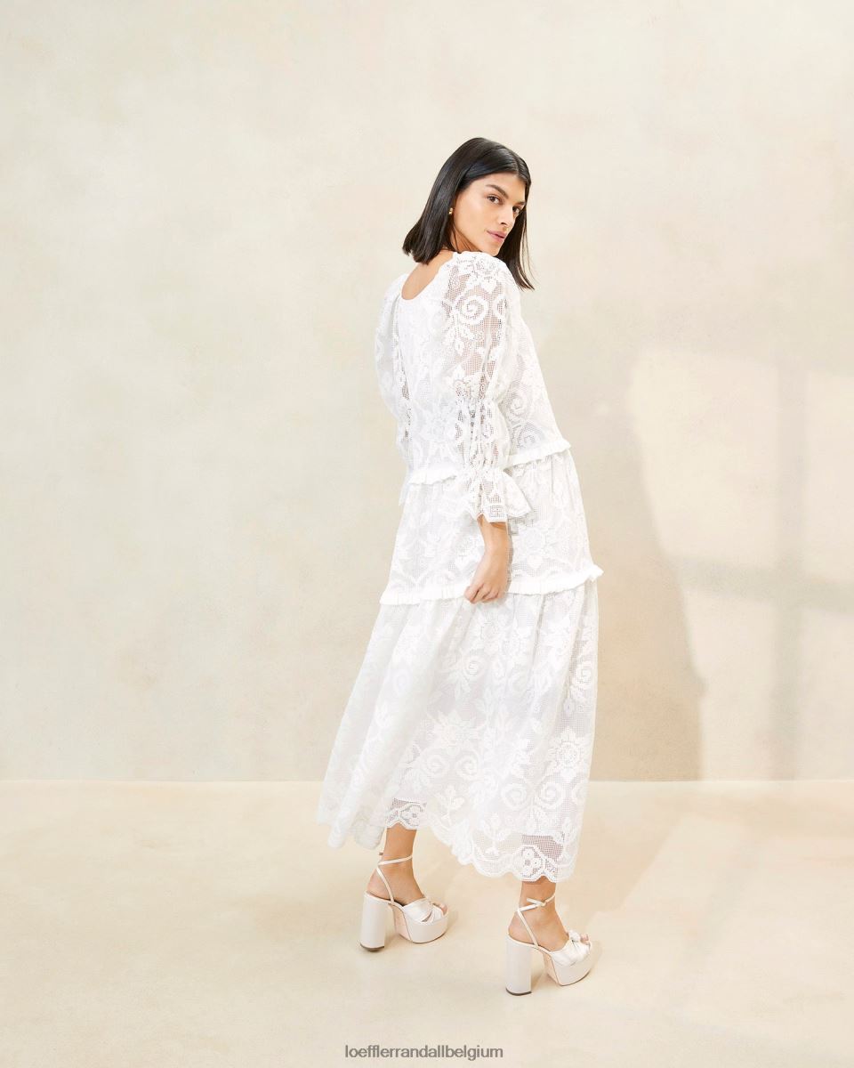 vêtements Loeffler Randall robe en dentelle à volants antoinette blanc femmes 04V42L187
