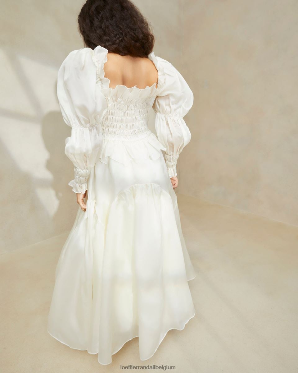 vêtements Loeffler Randall robe en organza à smocks suzette crème femmes 04V42L170