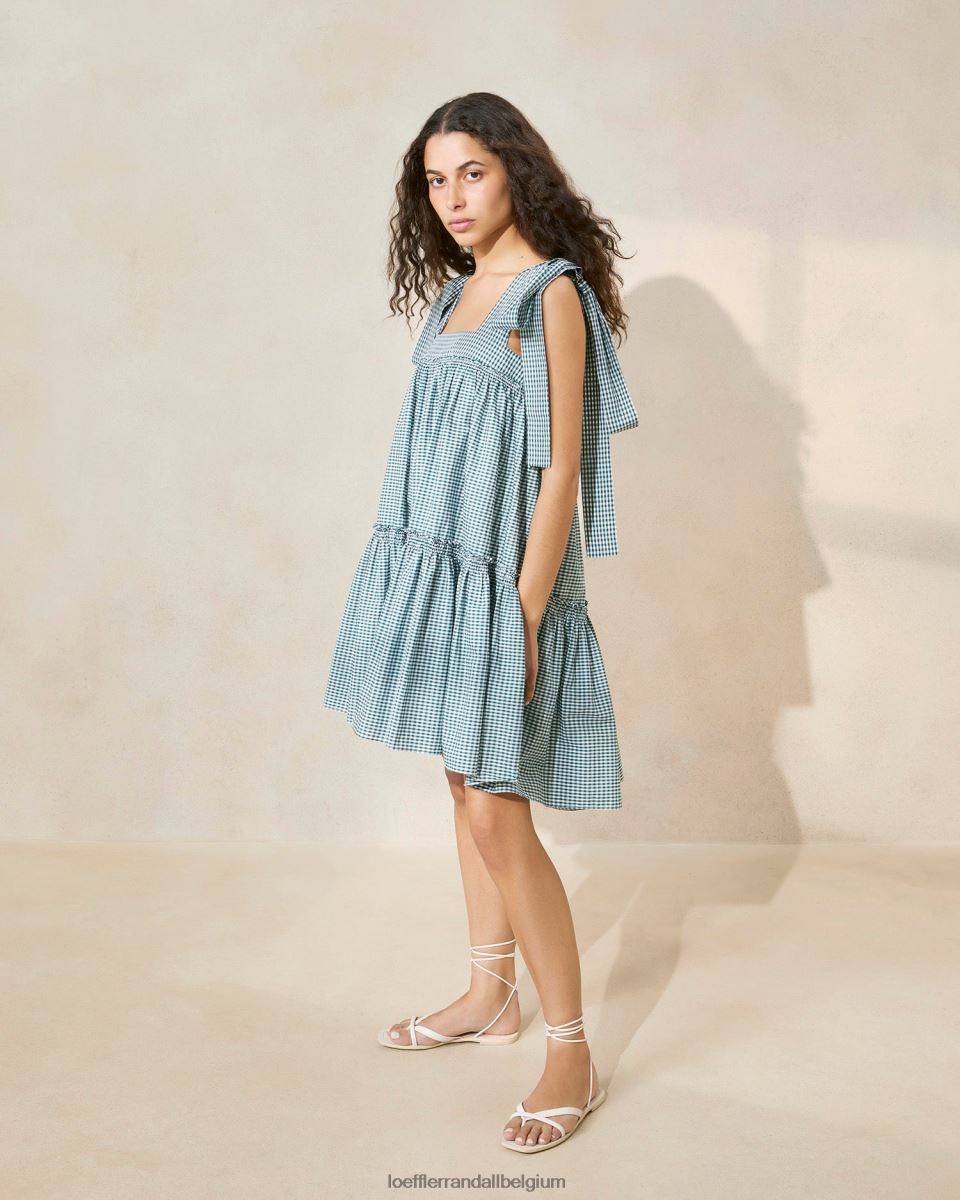 vêtements Loeffler Randall robe janie à ourlet volanté mini vichy vert femmes 04V42L191