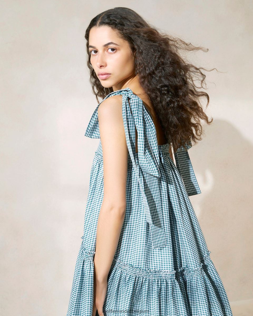 vêtements Loeffler Randall robe janie à ourlet volanté mini vichy vert femmes 04V42L191