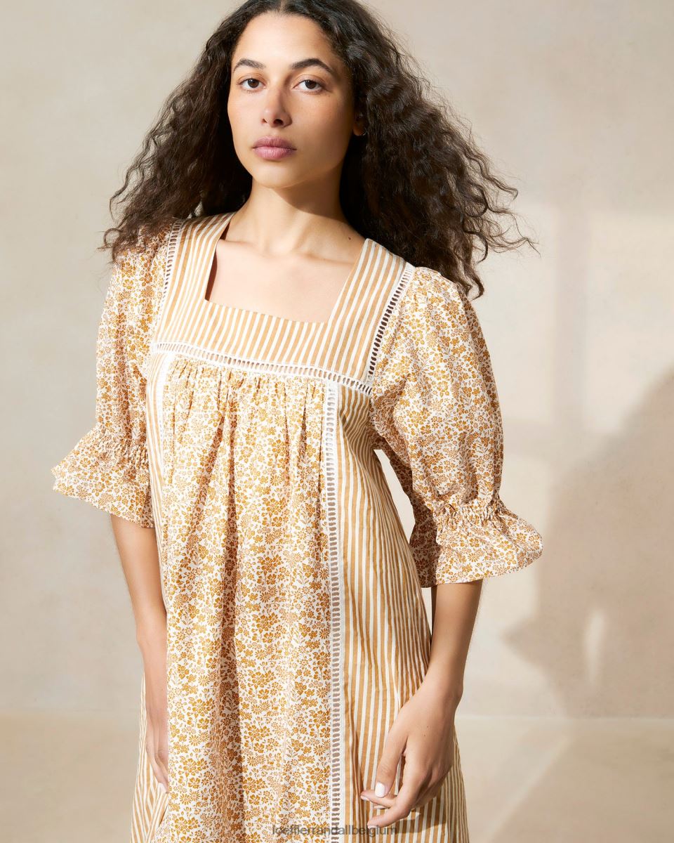vêtements Loeffler Randall robe longue phillipa marron fleuri/rayure marron femmes 04V42L184