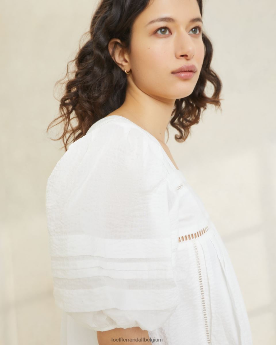vêtements Loeffler Randall robe à manches bouffantes d'août blanc femmes 04V42L171