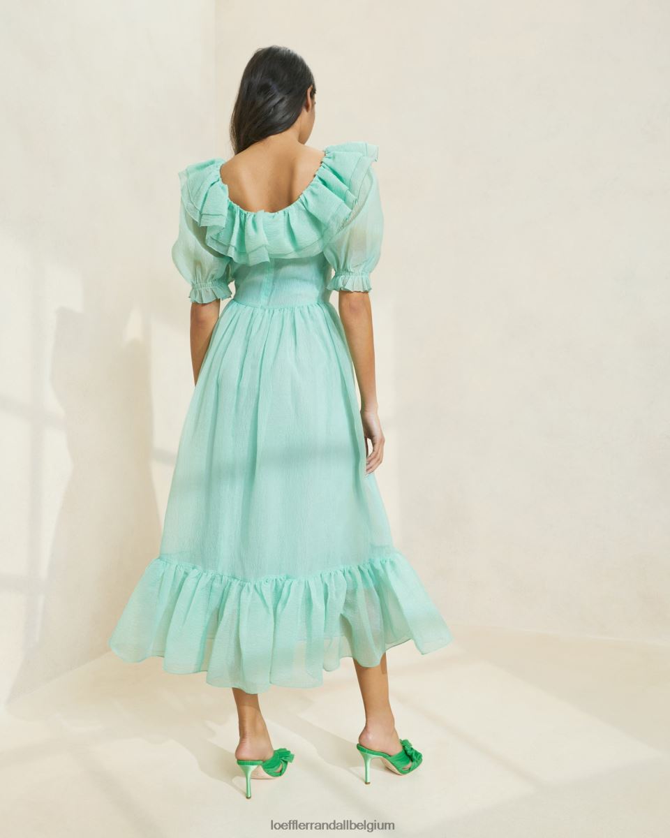 vêtements Loeffler Randall robe à manches bouffantes et volants shannon écume de mer femmes 04V42L174