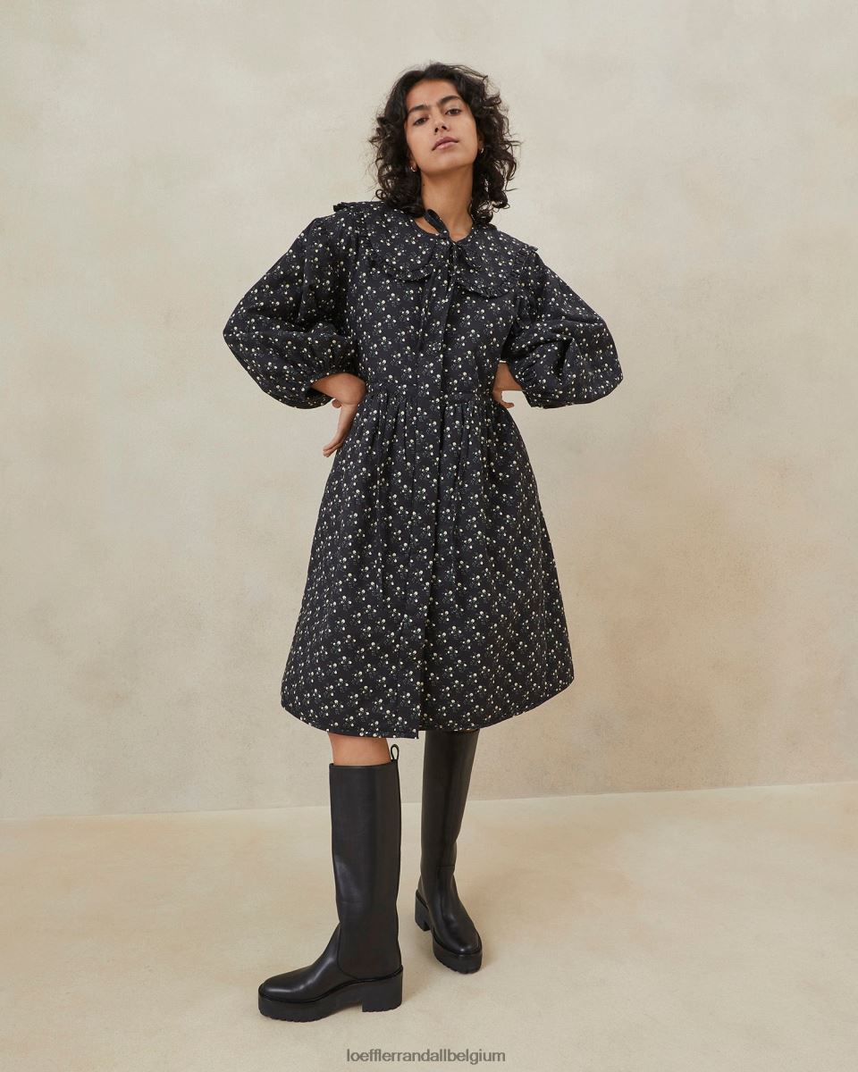 vêtements Loeffler Randall robe manteau nari petites fleurs noires femmes 04V42L179