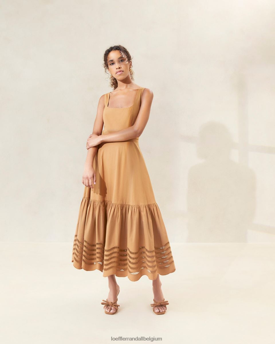 vêtements Loeffler Randall robe midi brodée carine chocolat femmes 04V42L197