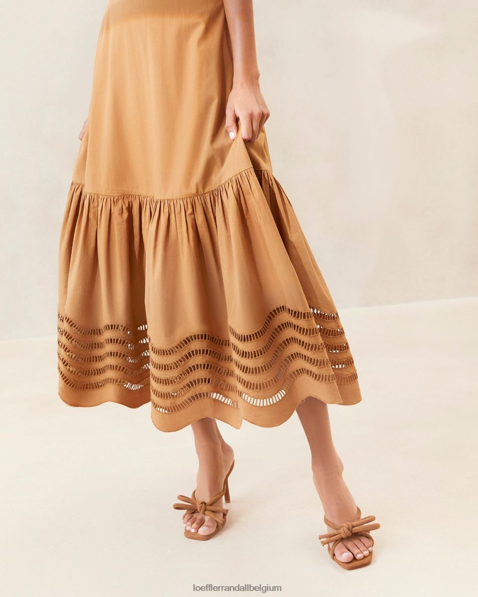 vêtements Loeffler Randall robe midi brodée carine chocolat femmes 04V42L197