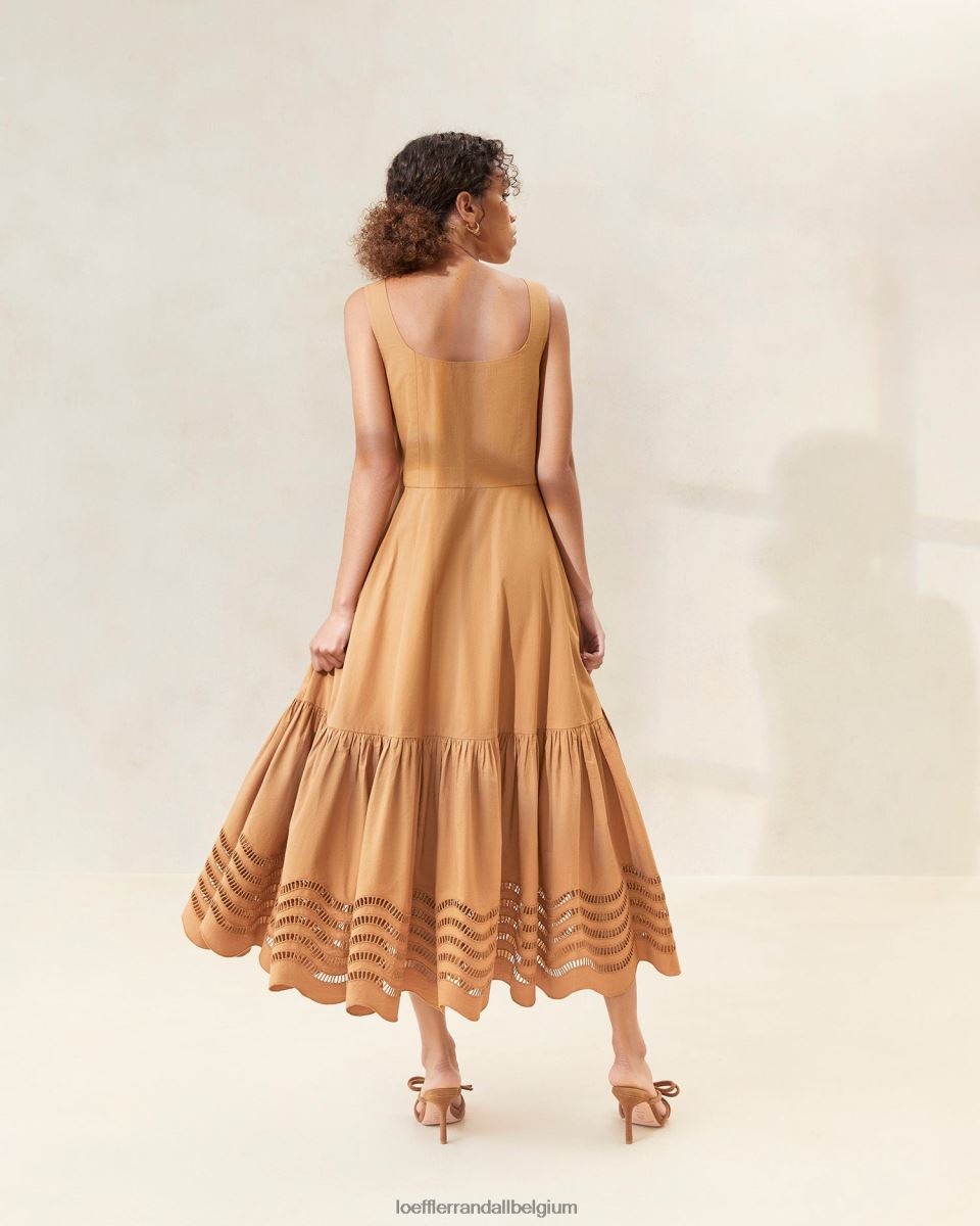 vêtements Loeffler Randall robe midi brodée carine chocolat femmes 04V42L197