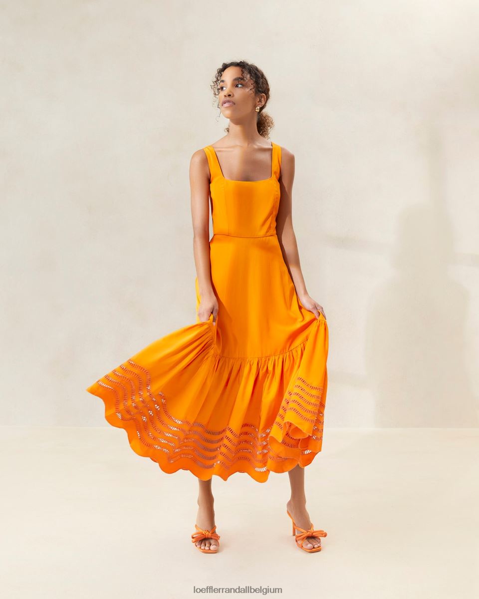 vêtements Loeffler Randall robe midi brodée carine souci femmes 04V42L196