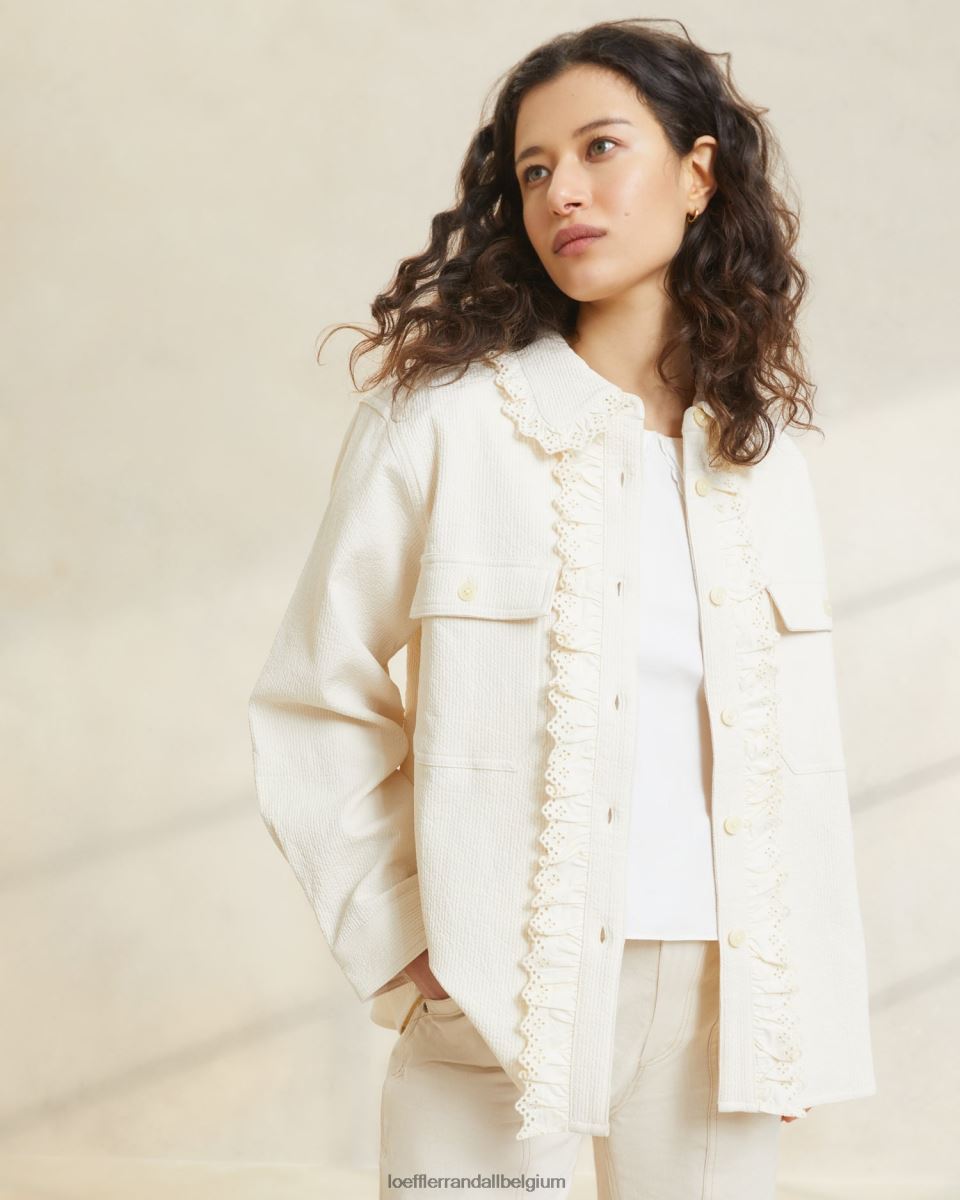 vêtements Loeffler Randall manteau de corvée à œillets zeke écru femmes 04V42L260