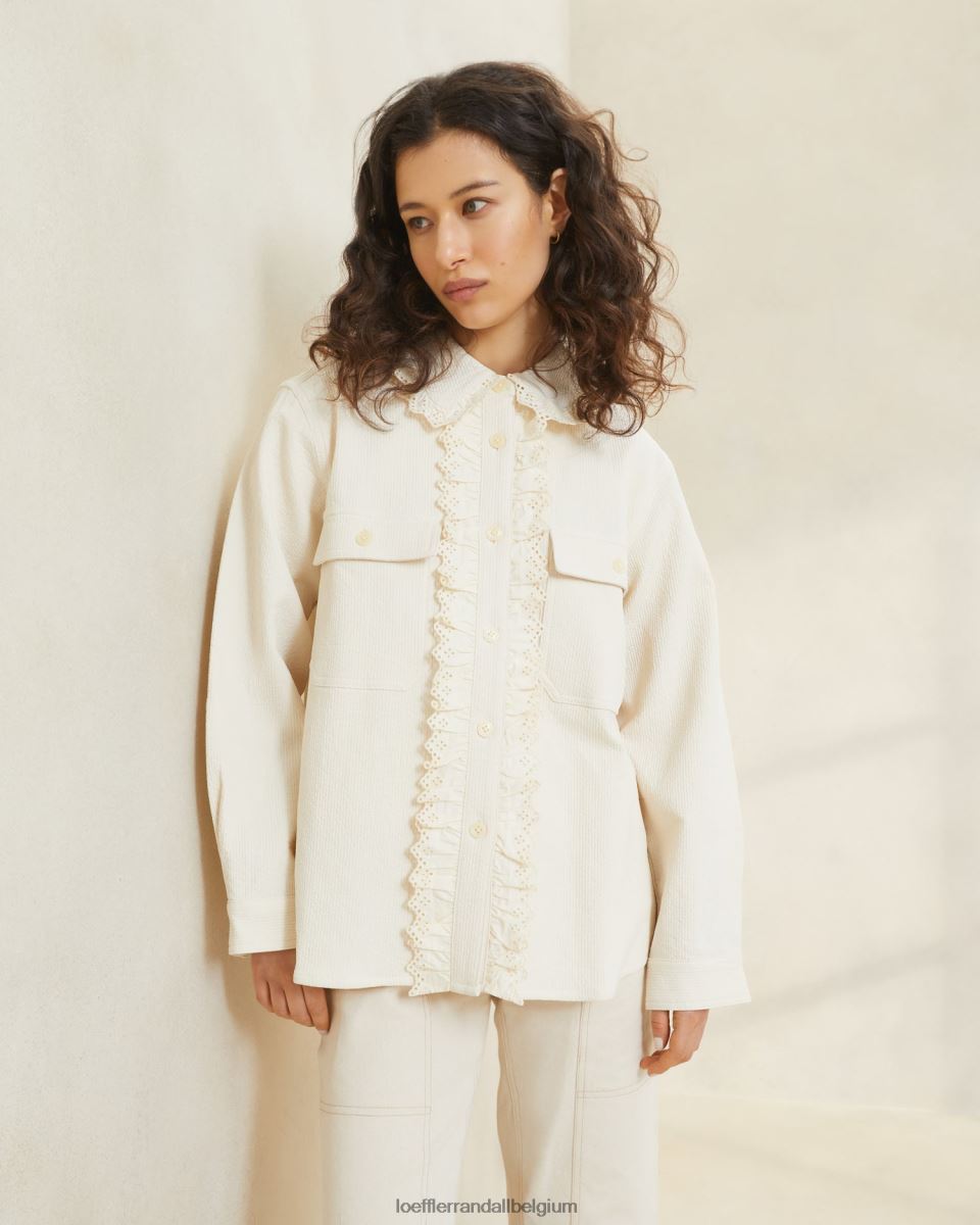 vêtements Loeffler Randall manteau de corvée à œillets zeke écru femmes 04V42L260