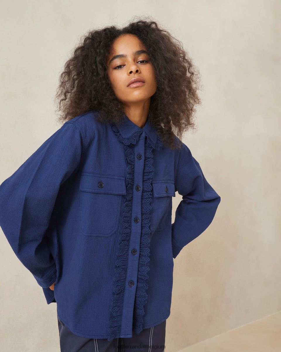 vêtements Loeffler Randall manteau de corvée à œillets zeke indigo femmes 04V42L261
