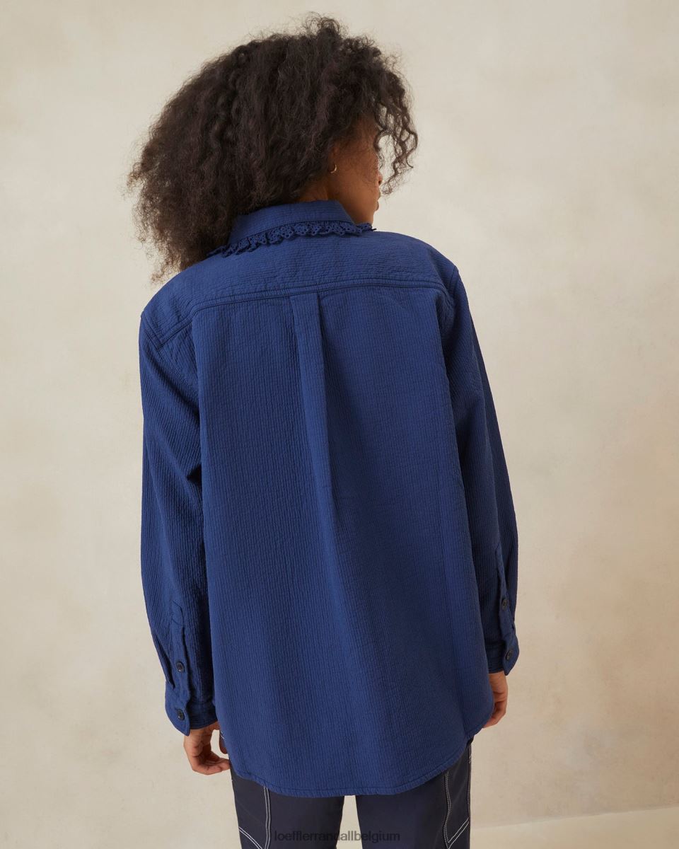 vêtements Loeffler Randall manteau de corvée à œillets zeke indigo femmes 04V42L261