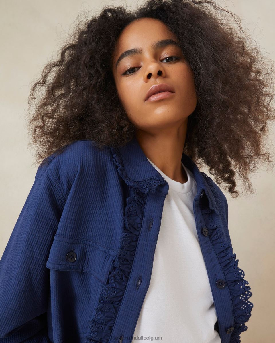 vêtements Loeffler Randall manteau de corvée à œillets zeke indigo femmes 04V42L261