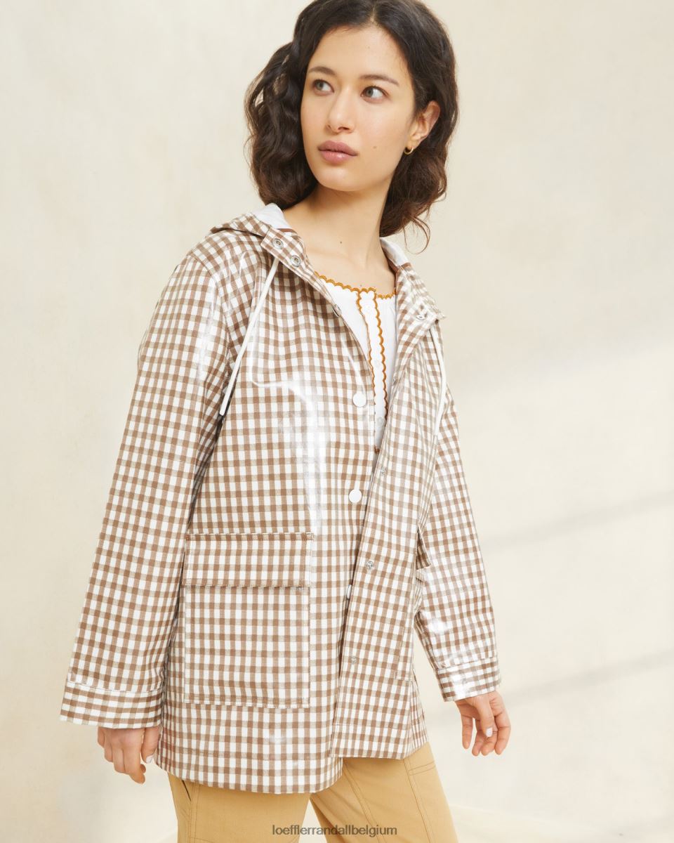 vêtements Loeffler Randall veste de pluie brumeuse vichy marron femmes 04V42L257
