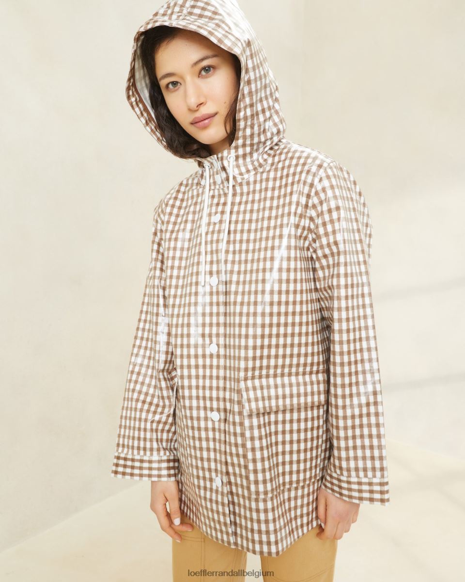 vêtements Loeffler Randall veste de pluie brumeuse vichy marron femmes 04V42L257