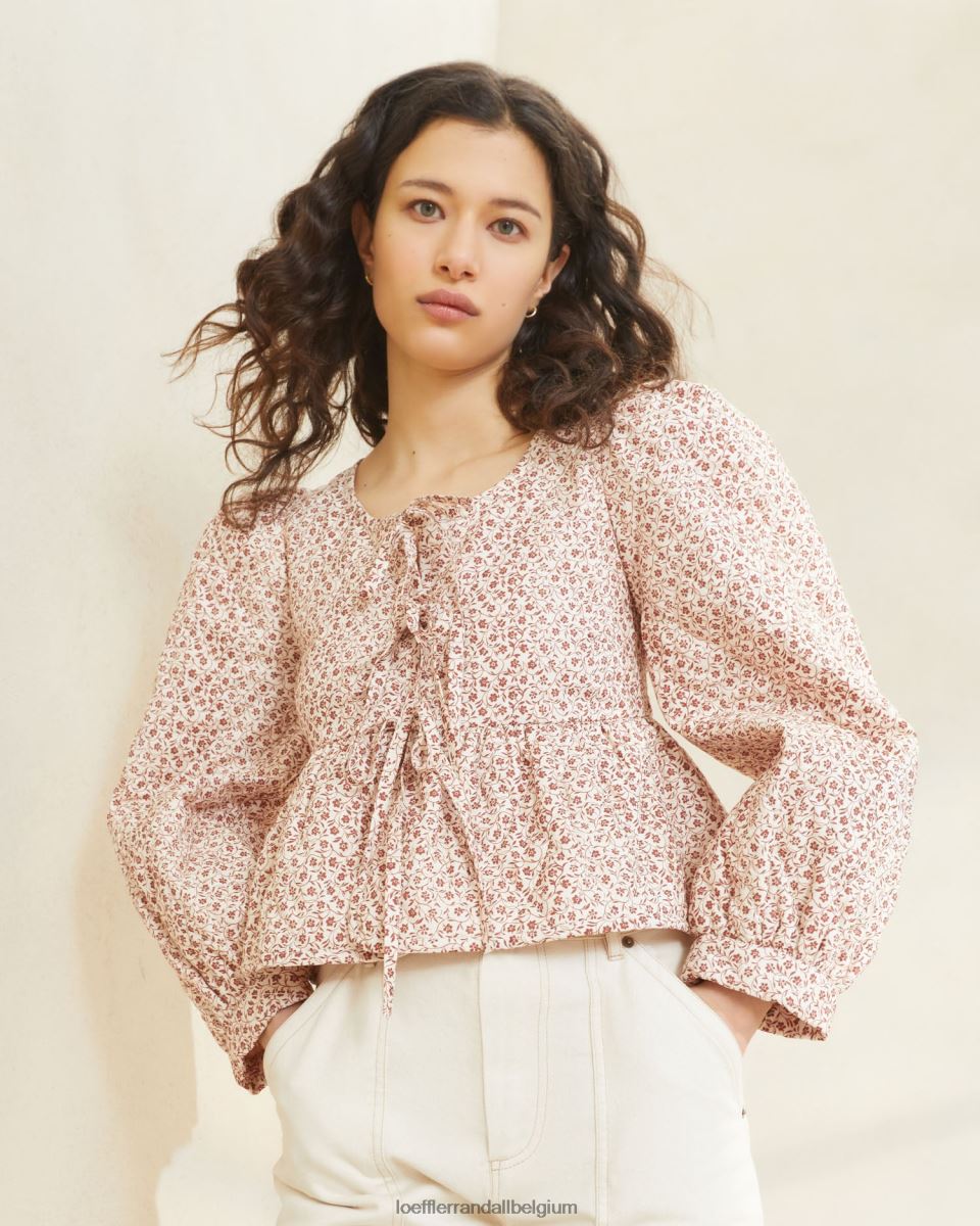 vêtements Loeffler Randall veste nouée sur le devant donna crème/ambre petites fleurs femmes 04V42L262