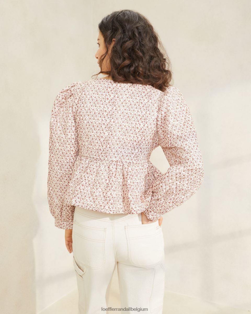 vêtements Loeffler Randall veste nouée sur le devant donna crème/ambre petites fleurs femmes 04V42L262