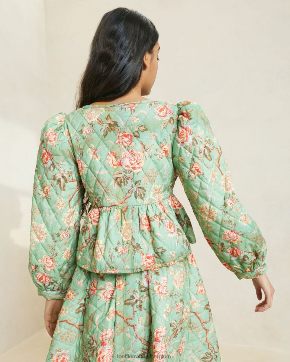 vêtements Loeffler Randall veste nouée sur le devant donna sauge botanique florale femmes 04V42L254